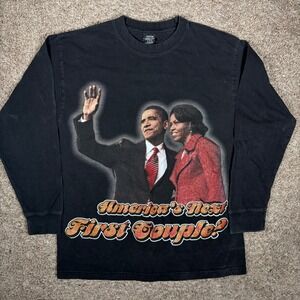 Obama Americas Next First Couple Long Sleeve Shirt Black Large Rap Style Hip Hop